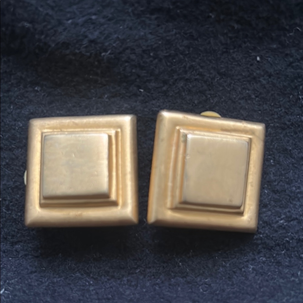 Gold Square Clip-On Earrings